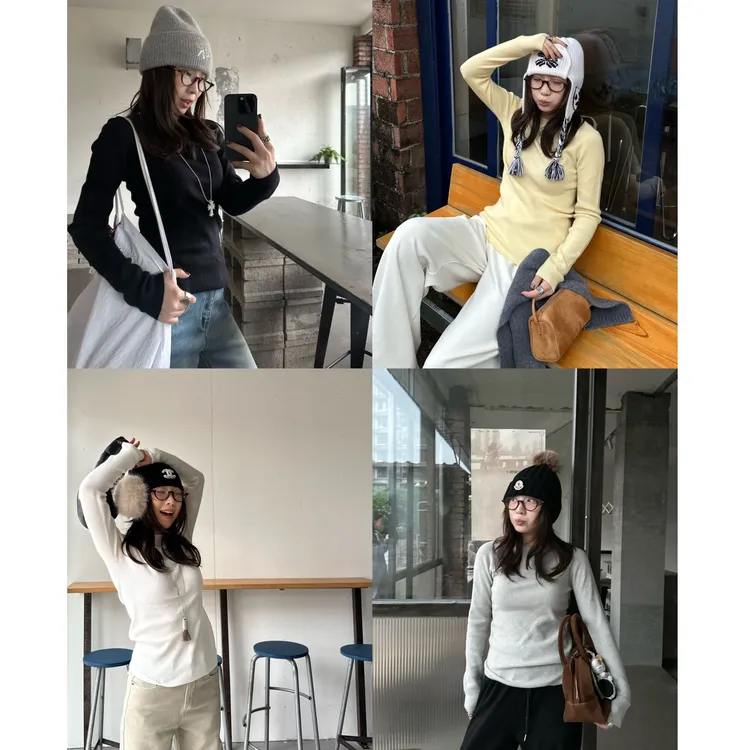 Our2【四色无缝打底T】秋冬长袖百搭针织打底T【1209】