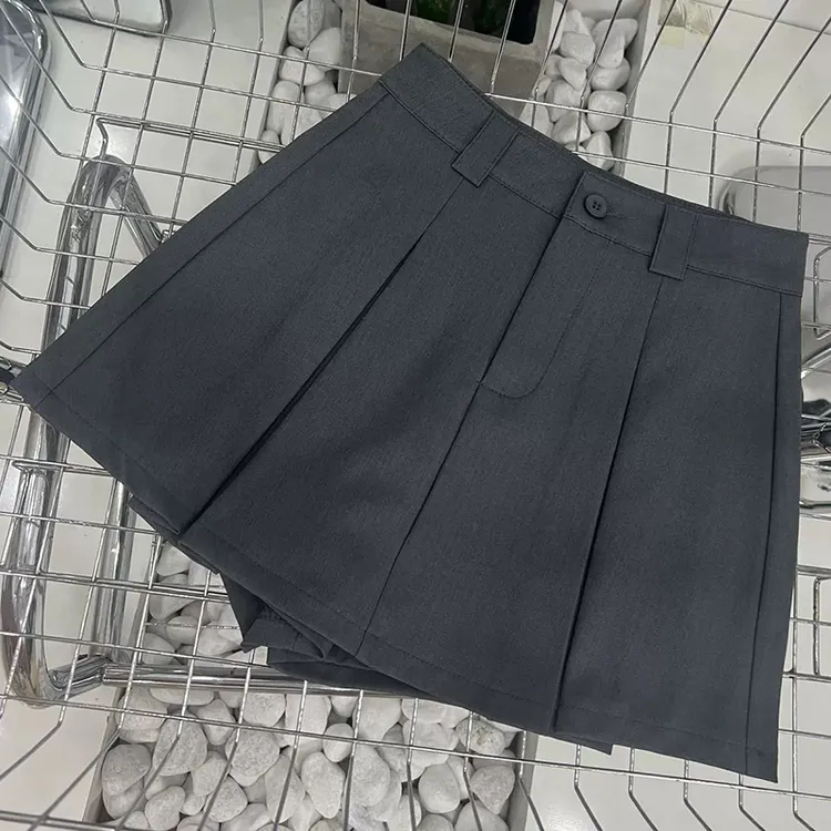 2025秋季新款西装A字裙显瘦高腰INS风半身裙百褶裙纯色休闲风裤裙