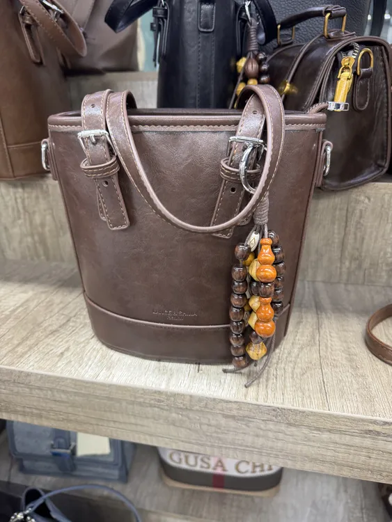 【六六推荐】水桶形棕色手机包日韩水桶包托特包枕头形手提包