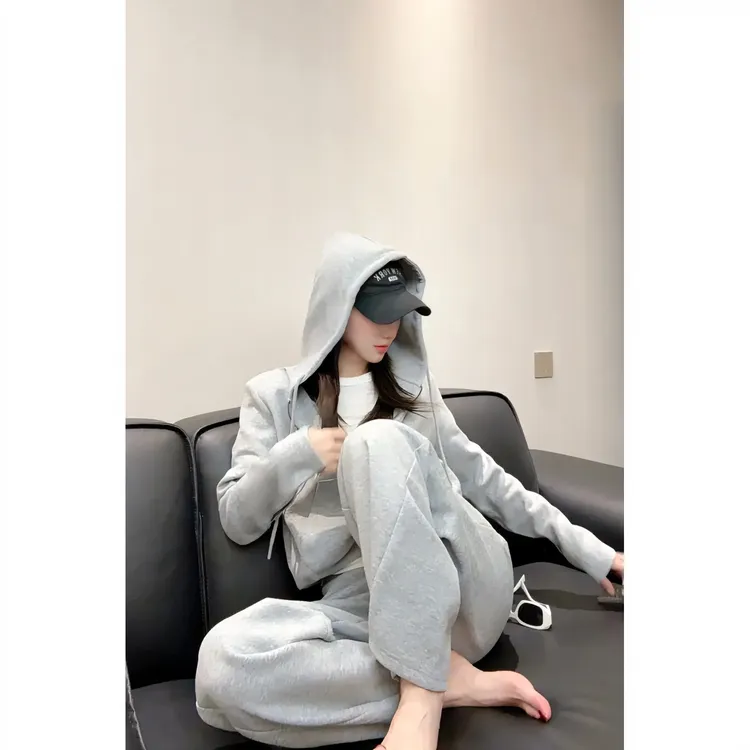 【大圆圆专属】秋冬舒适区 半开襟运动休闲连帽卫衣外套卫裤套装秋冬新款