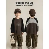 YOEHYAUL/幼悠秋三波 男童舒适柔软亲肤 时尚拼色插肩卫衣 N7142