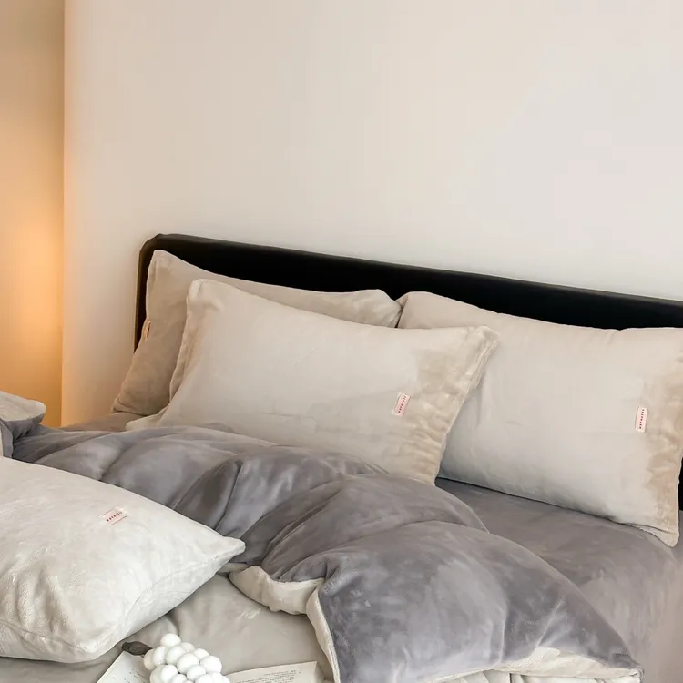 牛奶绒 · 纯色双拼款套件冬季床品套件