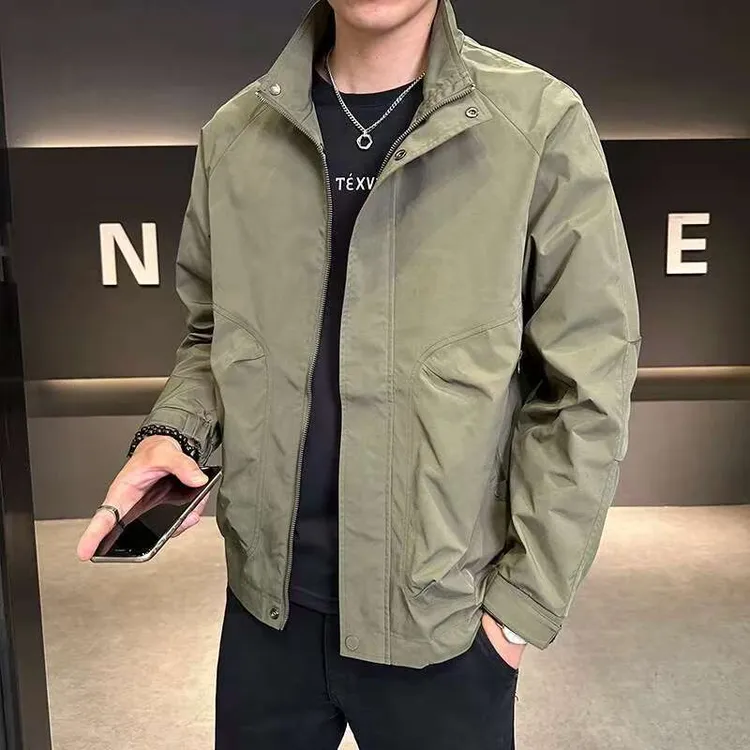 【高品质】男士春款外套大码立领工装夹克韩版极简显瘦休闲痞帅上衣