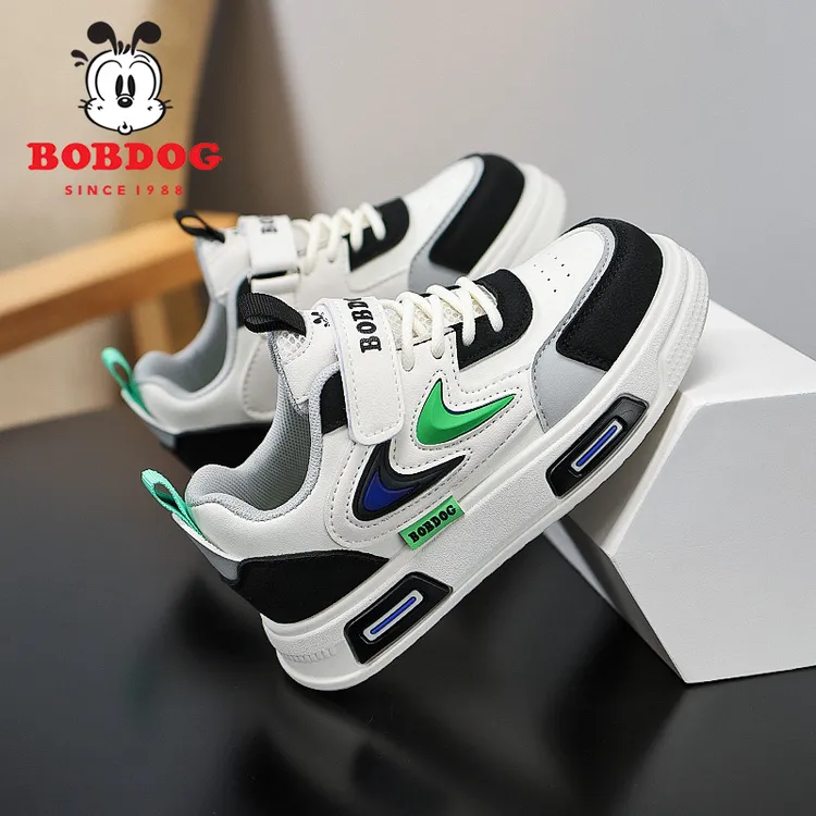 巴布豆2025秋冬休闲潮运动鞋百搭板鞋豆童鞋男女皮面防水中大童