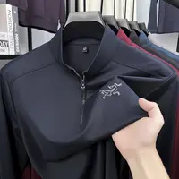 【奥莱尾单】刺绣排骨鸟！蚕丝半拉链拉链卫衣潮长袖T恤男士户外上衣