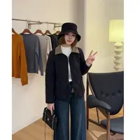 玳妮【巴恩冬令】秋冬新款时尚百搭撞色棉服巴恩风可拆卸领上衣外套