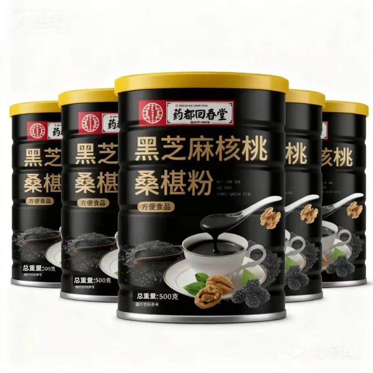 品质甄选黑芝麻核桃桑葚粉黑豆营养代餐方便冲泡原味早餐总重500g商品图