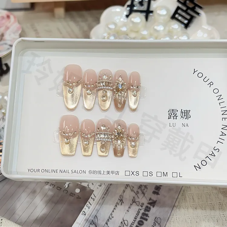 【女神冠冕】纯手工穿戴甲美甲贴片可拆卸指甲贴片10片装