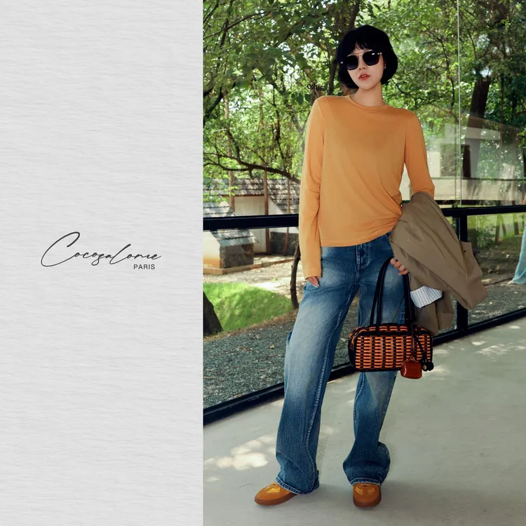 韩彬彬"当家花旦"薄如蝉翼柔软垂感拼接长袖2048-1