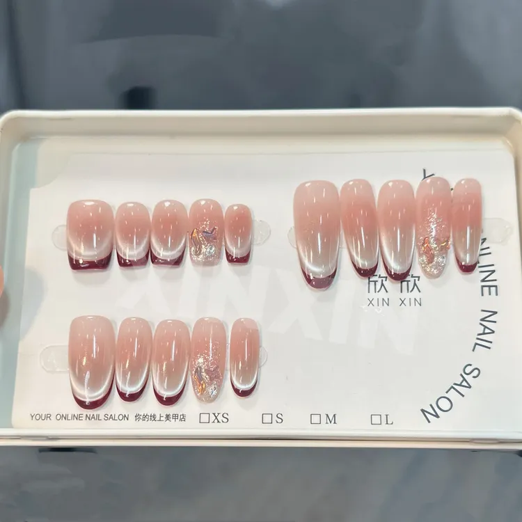 钻面法式- painted clear bow 纯手工穿戴甲 10片装