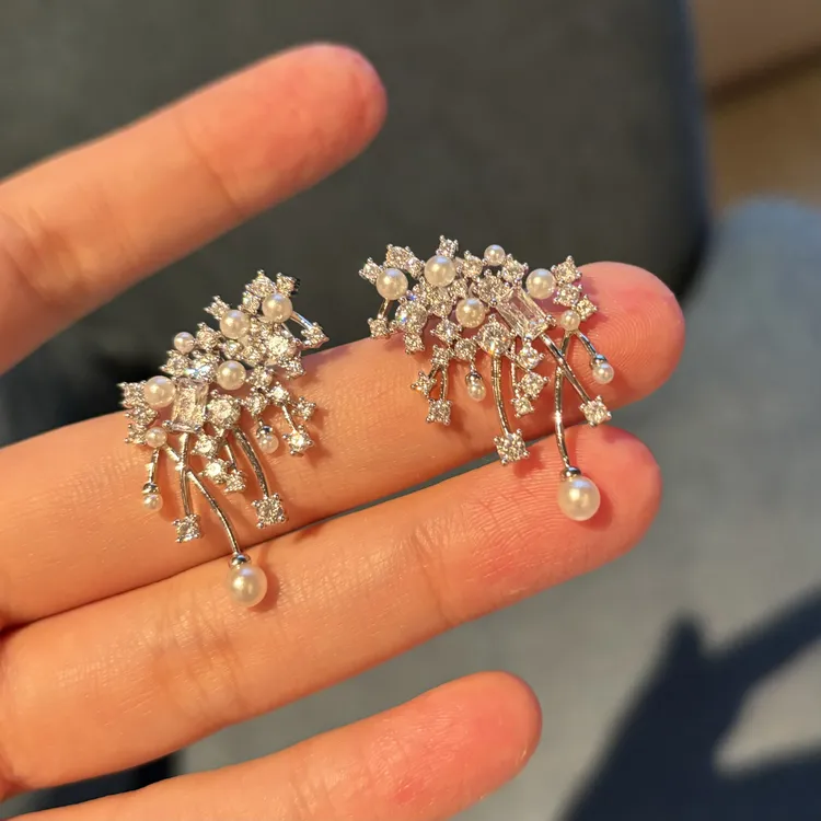 铜合金仿珍珠耳饰 星云耳钉 烟花般炫目 高亮高品质耳钉-0372