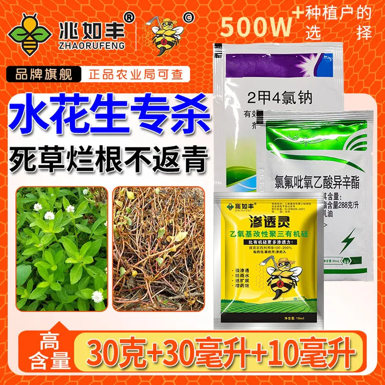 兆如丰除水花生专用除草剂除革命草莲子草水葫芦死草烂根除草套装
