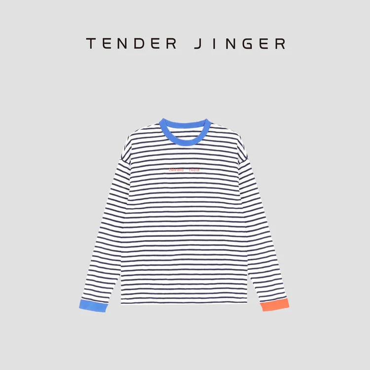 Tender Jinger简约撞色条纹长袖T53YGG30766