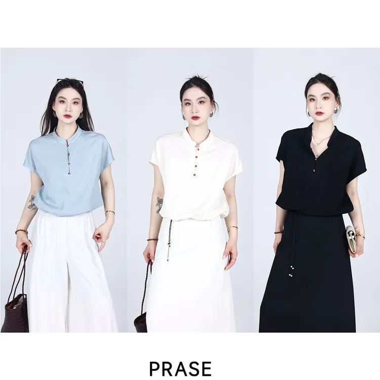 PRASE·噜【中式美学】微胖轻奢设计款夏亚麻时尚新中式小衫PR506S18