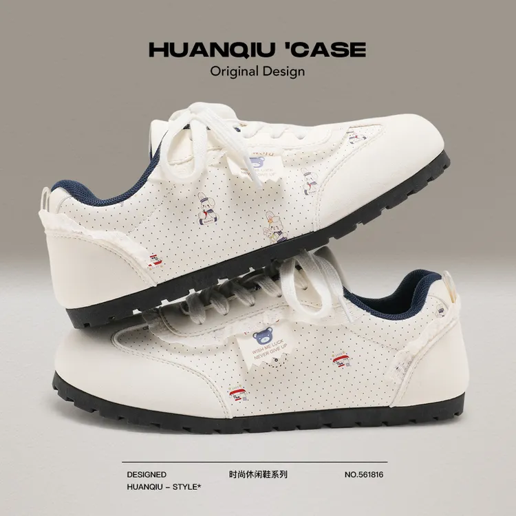 环球小白鞋2025秋季新款时尚休闲鞋低帮百搭鞋子甜美泡芙德训鞋