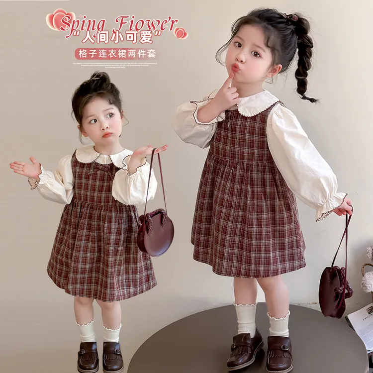 女童春秋连衣裙2025新款春季儿童学院风裙子宝宝周岁洋气时髦童装