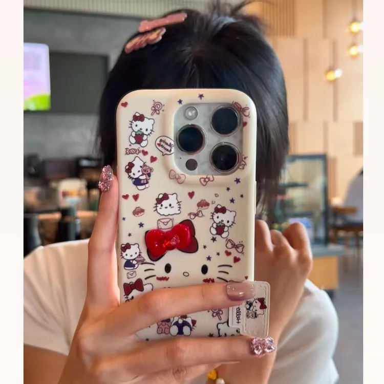 欧克里里蝴蝶结凯蒂猫标签适用苹果17/16手机壳华为vivo小米oppo