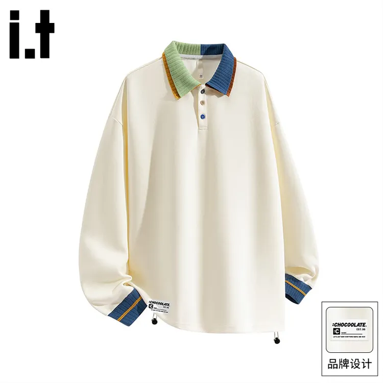 it:CHOCOOLATE 美式休闲Polo衫领潮牌卫衣男士春秋季新款上衣外套
