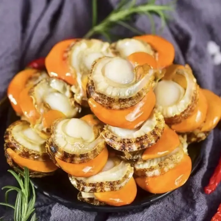 带膏带黄新鲜大个无沙扇贝肉冷链包邮美味海鲜