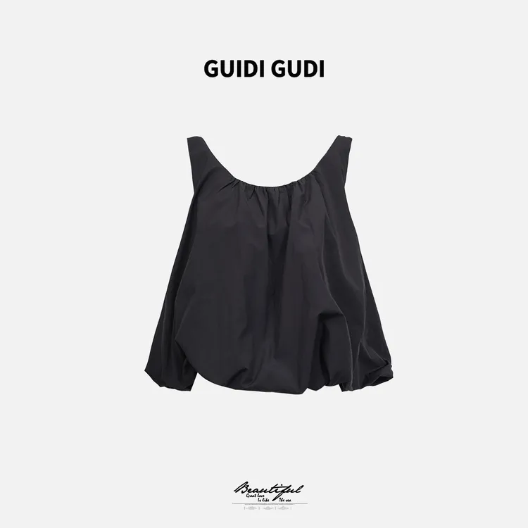 GUIDI GUDI【兰博】气质休闲吊带背心/黄加蓝 B9521122H