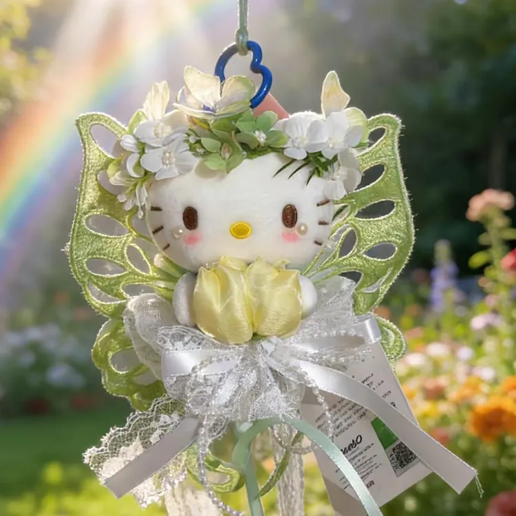 【送礼品袋】正版hellokitty包包挂件绿蝴蝶仙子礼物毛绒挂件