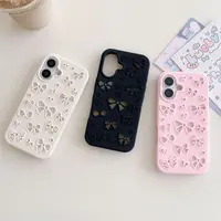 少女心镂空蝴蝶结适用iPhone16手机壳硅胶苹果15保护套14防摔软壳