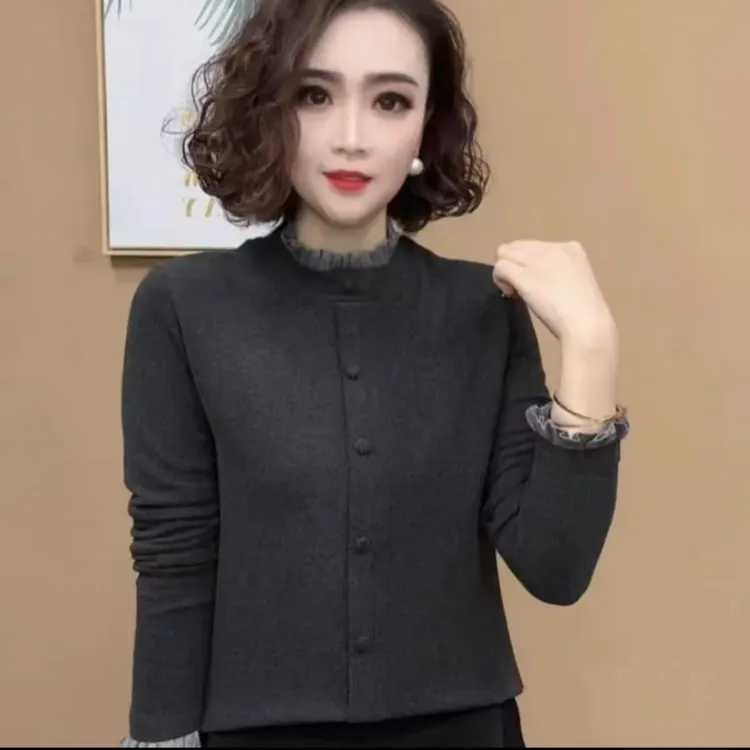 2024冬季新款加绒保暖打底衫中年女装休闲百搭气质设计感长袖上衣