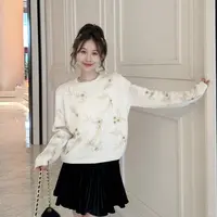 ZYY【月光叙事】2025S/S新品重工钉珠刺绣长袖针织衫女X25QZZ04272