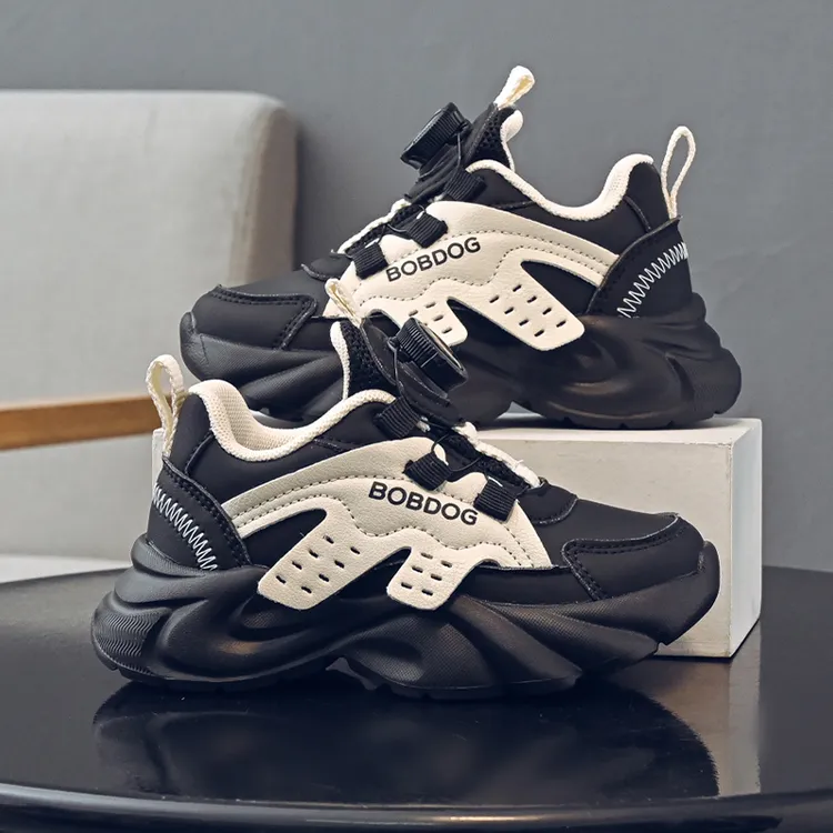 巴布豆男童春秋运动鞋2025新款秋季休闲跑步鞋男孩儿童软底老爹鞋