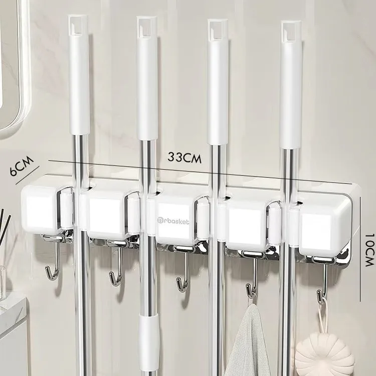 祝氏心宜壁挂拖把夹免打孔背胶卫生间拖把架收纳门后固定置物架