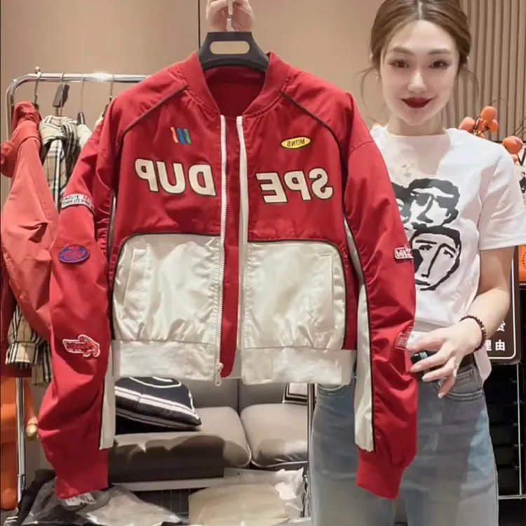 棒球服短外套女2025春秋季新款爆款时尚洋气减龄拼色机车风夹克衫
