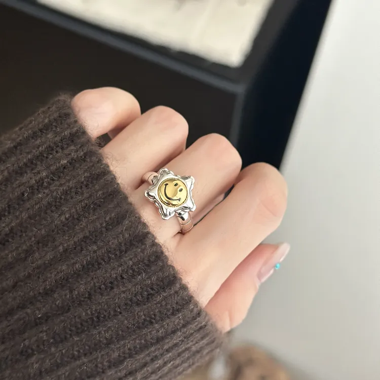 925银戒指 原创设计时尚简约百搭气质女幸运星银戒指 3931