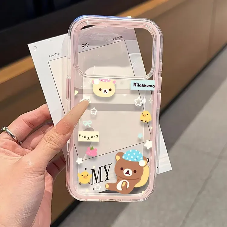 可爱睡帽轻松熊适用苹果17Promax新款16手机壳15卡通14趣味13防摔