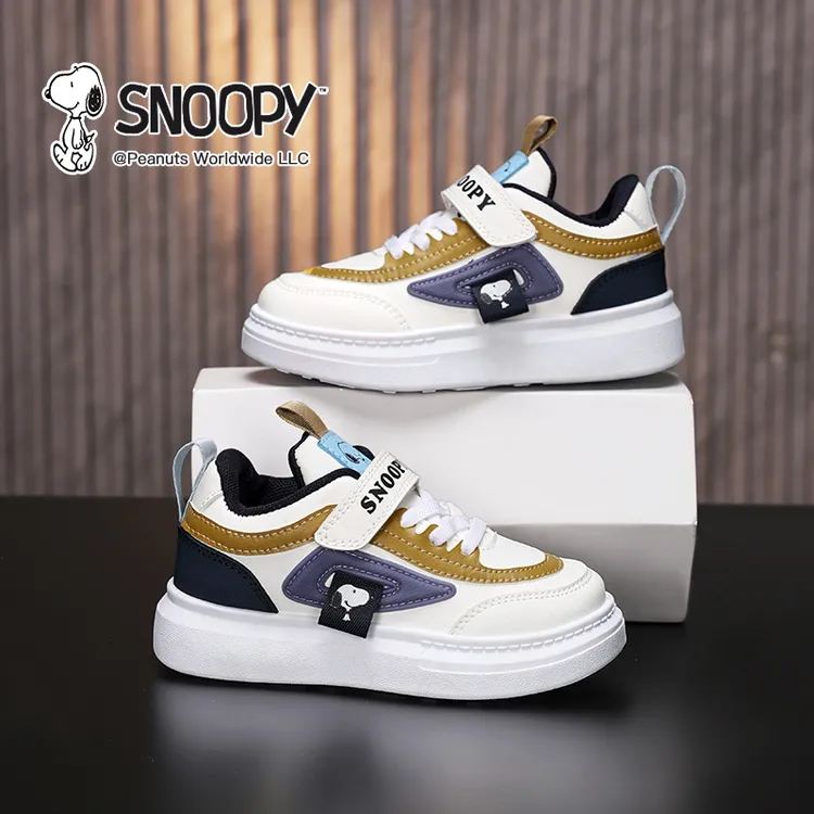 Snoopy/史努比男童板鞋春秋新款皮面防水儿童运动鞋女童休闲鞋子