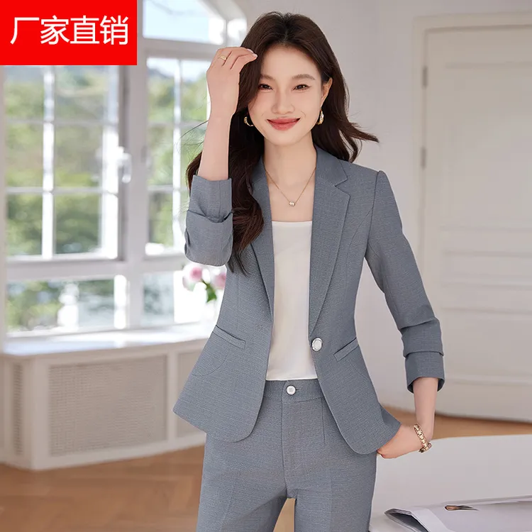 小西装套装女长袖修身时尚气质正装休闲免烫西服减龄职业装两件套