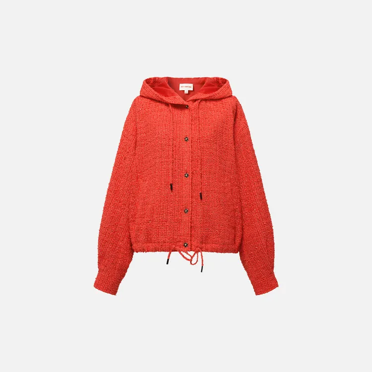 EP雅莹2025秋冬新款女装 时尚宽松抽绳收腰短款连帽外套1251E