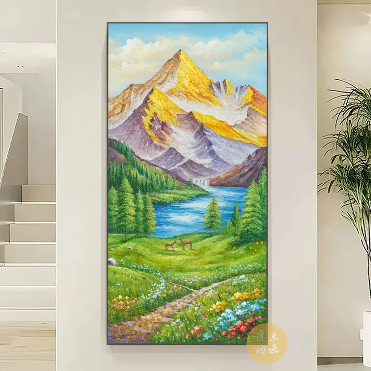 金山聚宝盆玄关装饰画挂画手绘油画现代简约风客厅装饰画立体画