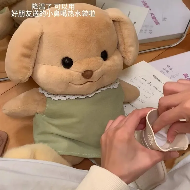 【艺凡】小鼻嘎热水袋森贝儿贵宾犬毛绒公仔玩偶暖水袋冬季情侣款暖