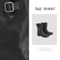 Say  nono  慵懒褶皱金属扣件树膏头层牛皮通勤马丁靴时装靴3cm