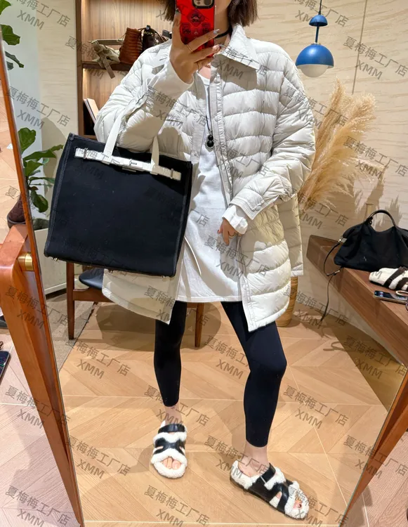 XMM.【H翻领羽绒服中长款外套】时尚休闲保暖韩版秋冬薄款百搭加厚