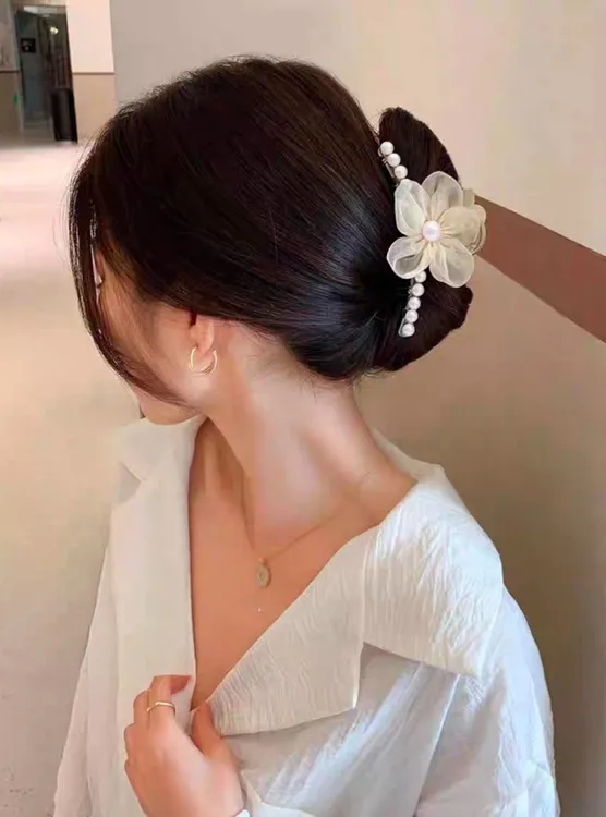 蝴蝶结头花发夹仙女日韩时尚鲨鱼夹森系头饰抓夹女气质超仙优雅