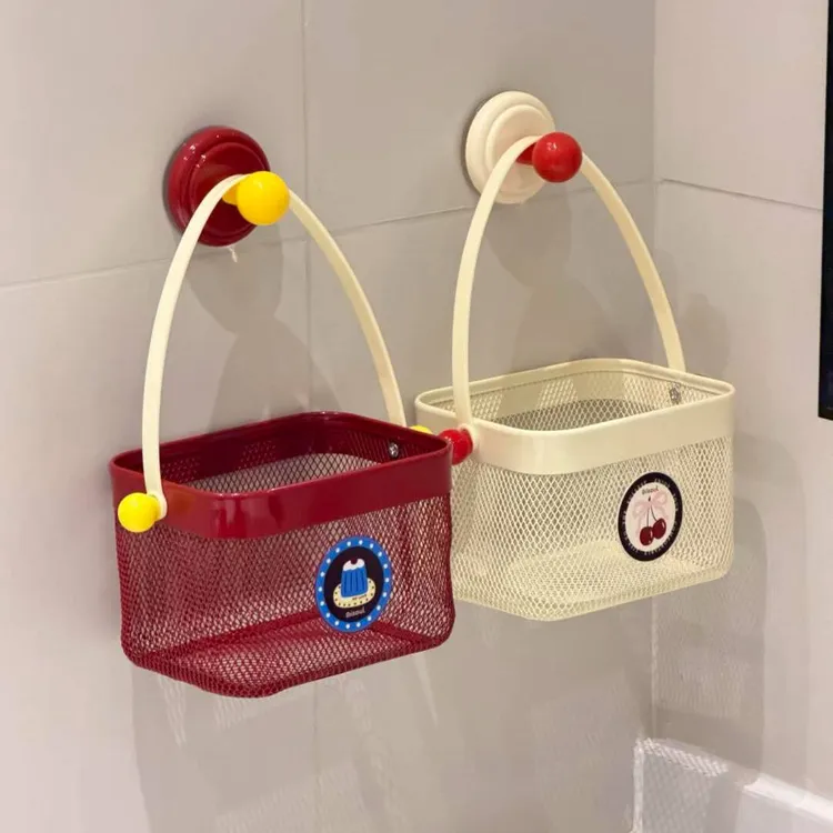 ONE 厨房葱姜蒜收纳盒吸盘置物架免打孔生姜大蒜调料墙上挂篮NS