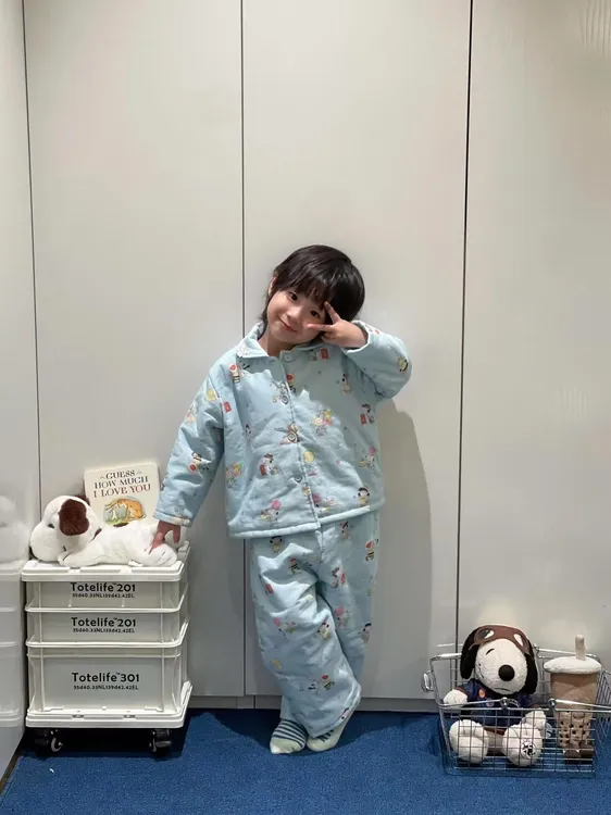 小思家女童202秋冬男女童韩版厚款卡通史努比长袖家居服套装