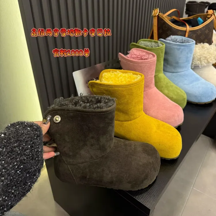 时尚勃肯靴女平底加绒大头短靴2025冬季新款磨砂皮复古美拉德靴子