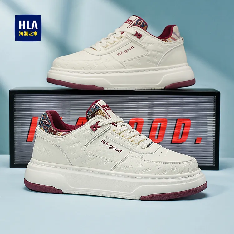 海澜之家板鞋男款秋季百搭运动休闲旅游增高防水皮面网红小白潮鞋