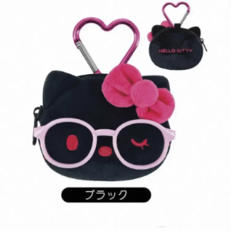 【大阪限定】Hello Kitty 戴眼镜黑粉Kitty头钥匙扣玩偶