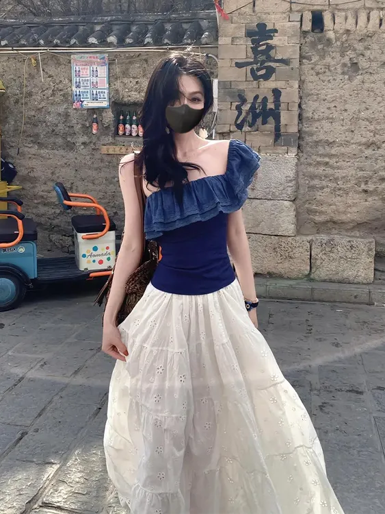 超火爆款春装搭配一整套2025年新款独特漂亮衬衫白色半身裙两件套