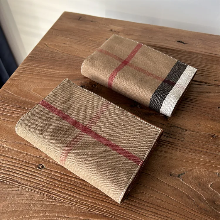 小羽家原创黄麻格子手账卡包复古高级感植鞣牛皮创意拼贴