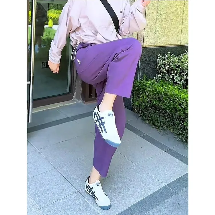 冰丝速干运动裤女夏季薄款大码小个子显瘦遮胯百搭防晒九分哈伦裤
