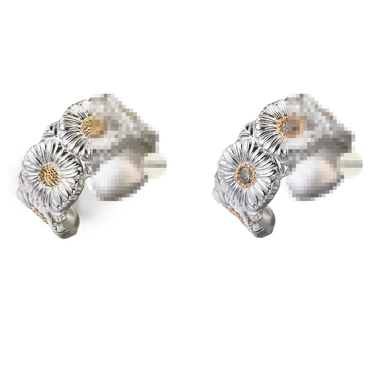 925银莫桑石戒指 GD雏菊戒指S925通体银欧美小众气质百搭时尚指环